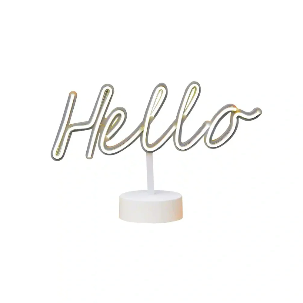 13” White LED Neon Hello Light Sign by Ashland
